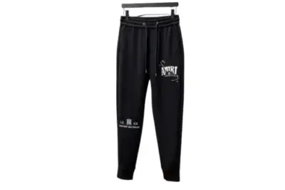 Amiri Sweatpant Black Embroidered Blue Logo