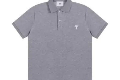 Ami Paris Polo T-Shirt Gray