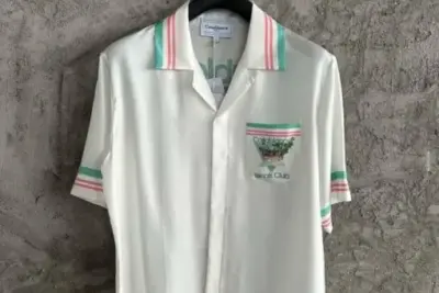 Casablanca Tennis Club Icon Pastelle Silk Shirt White