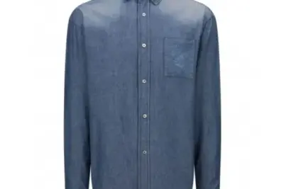 LOEWE Logo-Embroidered Cotton-Chambray Shirt Denim Blue