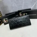 Prada Large Triangle-Motif Leather Wallet Black - Image 2