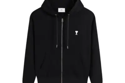 Ami Paris Ami De Coeur Zip-Up Hoodie Black
