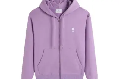 Ami Paris Ami De Coeur Zip-Up Hoodie Pink