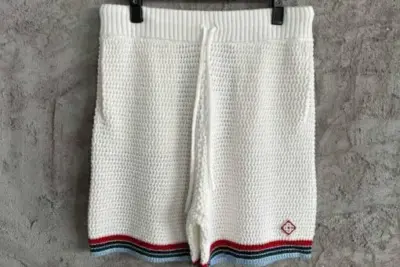 Casablanca Sporty Faux Crochet Shorts White