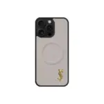 YSL Beige Prime Magsafe Design iPhone Case Mini Logo Gold