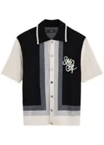 AMIRI Striped logo-embroidered wool shirt