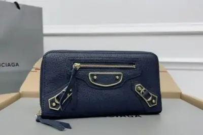 Balenciaga Classic Continental Wallet Navy Blue