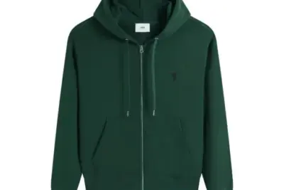 Ami Paris Ami De Coeur Zip-Up Hoodie Green