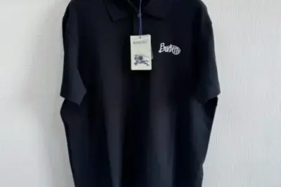BURBERRY Cotton Polo T-Shirt Sky Black