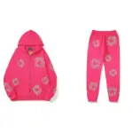 Denim Tears Kapok Flower Pattern Printed Tracksuit Hot Pink