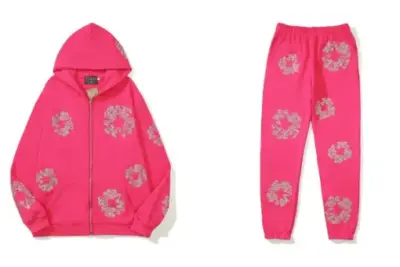 Denim Tears Kapok Flower Pattern Printed Tracksuit Hot Pink