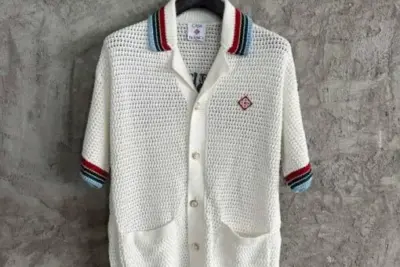 Casablanca Sporty Faux Crochet Shirt White