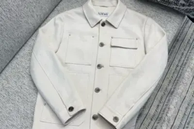 Loewe Black Workwear Jacket Wool Blend White