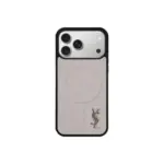 YSL Beige Prime Magsafe Design iPhone Case Mini Logo Silver