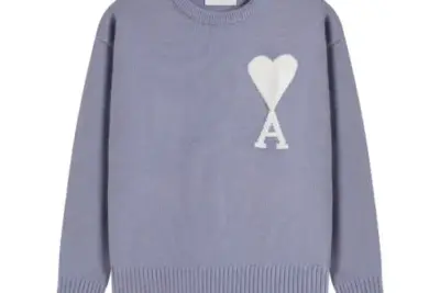 Ami Paris De Coeur Felted Merino Wool Sweater Light Purple