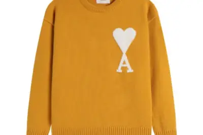 Ami Paris De Coeur Felted Merino Wool Sweater Orange