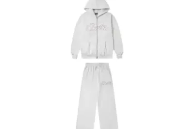 Corteiz Thick Stitch Allstarz Zip Hoodie Matching Pants Gray