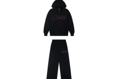 Corteiz Thick Stitch Allstarz Zip Hoodie Matching Pants Black