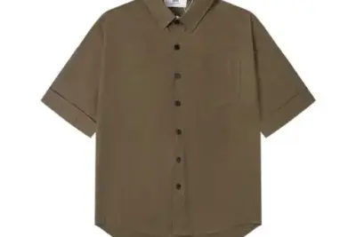 Ami Paris Embroidery Outline Loose Short-Sleeved Commuter Versatile Shirt Beige