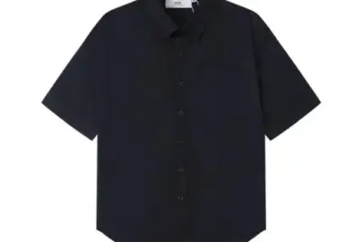 Ami Paris Embroidery Outline Loose Short-Sleeved Commuter Versatile Shirt Black