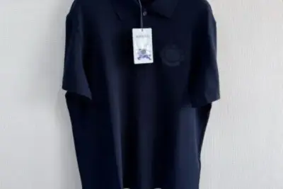 BURBERRY Blue EKD Pique Polo T-shirt Black
