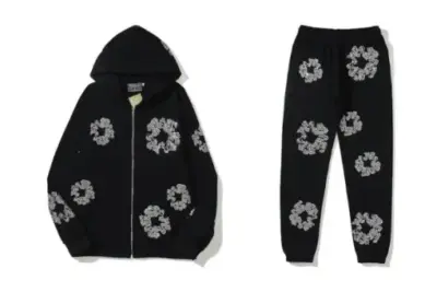 Denim Tears Kapok Flower Pattern Printed Tracksuit Black