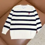 Ami Paris White Striped Sweater