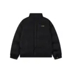 Corteiz Alcatraz Classic Hooded Down Puffer Jacket Black With Yellow Logo