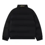 Corteiz Alcatraz Classic Hooded Down Puffer Jacket Black With Yellow Logo - Image 2