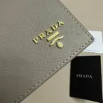 Prada Saffiano Small Wallet in Sunny Grey - Image 2