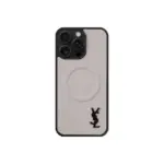 YSL Beige Prime Magsafe Design iPhone Case Mini Logo Black