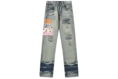Amiri Straight Leg Logo Appliquéd Embroidered Distressed Jeans
