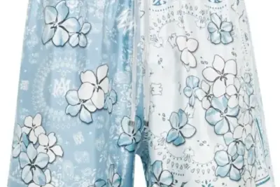 AMIRI Bandana silk shorts cerulean blue/white