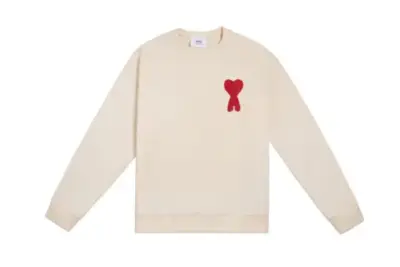 Ami Paris De Coeur Patch Sweatshirt Cream White