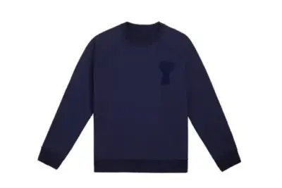Ami Paris De Coeur Patch Sweatshirt Navy Blue
