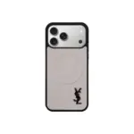 YSL Beige Prime Magsafe Design iPhone Case Mini Logo Black