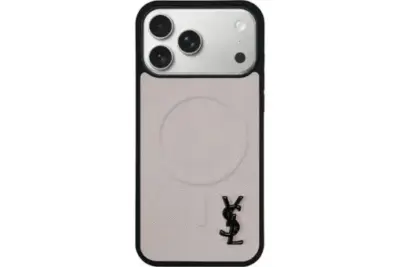 YSL Beige Prime Magsafe Design iPhone Case Mini Logo Black