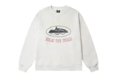 Corteiz Alcatraz Classic Letter Logo Print Casual Fleece Sweatshirt White