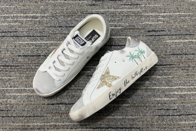 Golden Goose Super-Star White Gold Glitter Sneaker