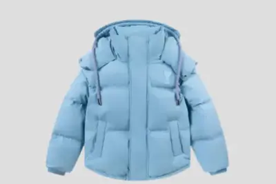 AMI Paris Hooded Puffer Jacket Sky Blue
