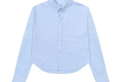 Ami Paris Shirt with a Striped Pattern Sky Blue