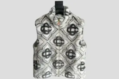 Casablanca Monogram Faux Fur High Neck Gilet