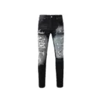Amiri Varsity Ripped Skinny Jeans Black Gray