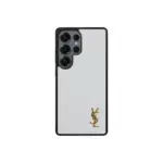 YSL Prime White Samsung Case Gold Logo