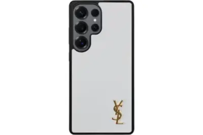YSL Prime White Samsung Case Gold Logo