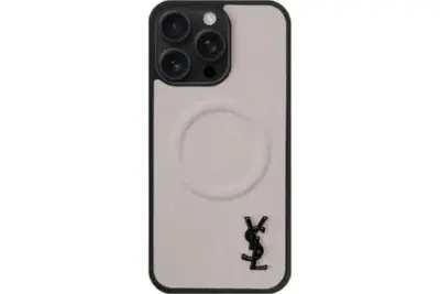 YSL Beige Prime Magsafe Design iPhone Case Mini Logo Black