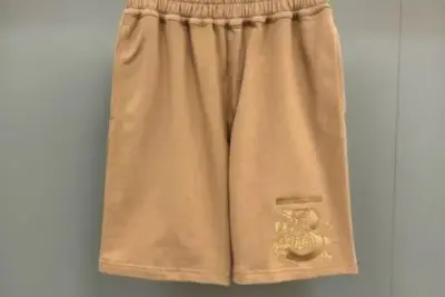 BURBERRY Embroidered Monogram Ekd Cotton Shorts Beige