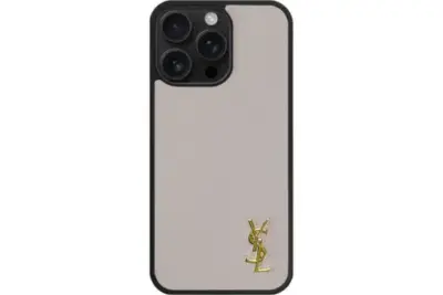 YSL Beige Prime iPhone Case Mini Logo Gold