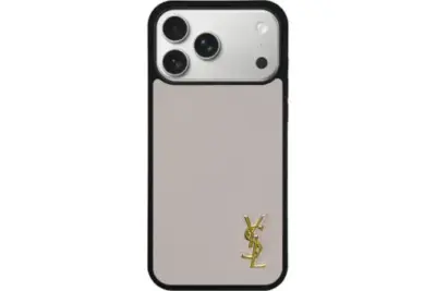 YSL Beige Prime iPhone Case Mini Logo Gold