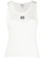LOEWE Anagram-Embroidered Ribbed-Knit Tank Top White